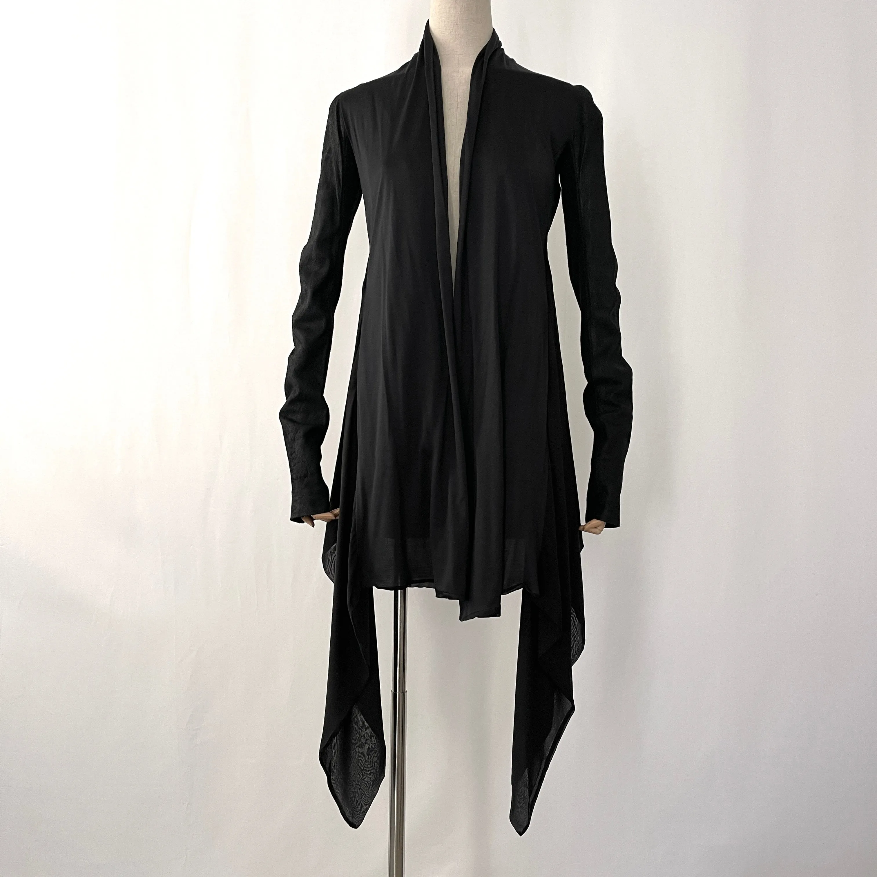 RICK OWENS Leather and Silk Cardigan