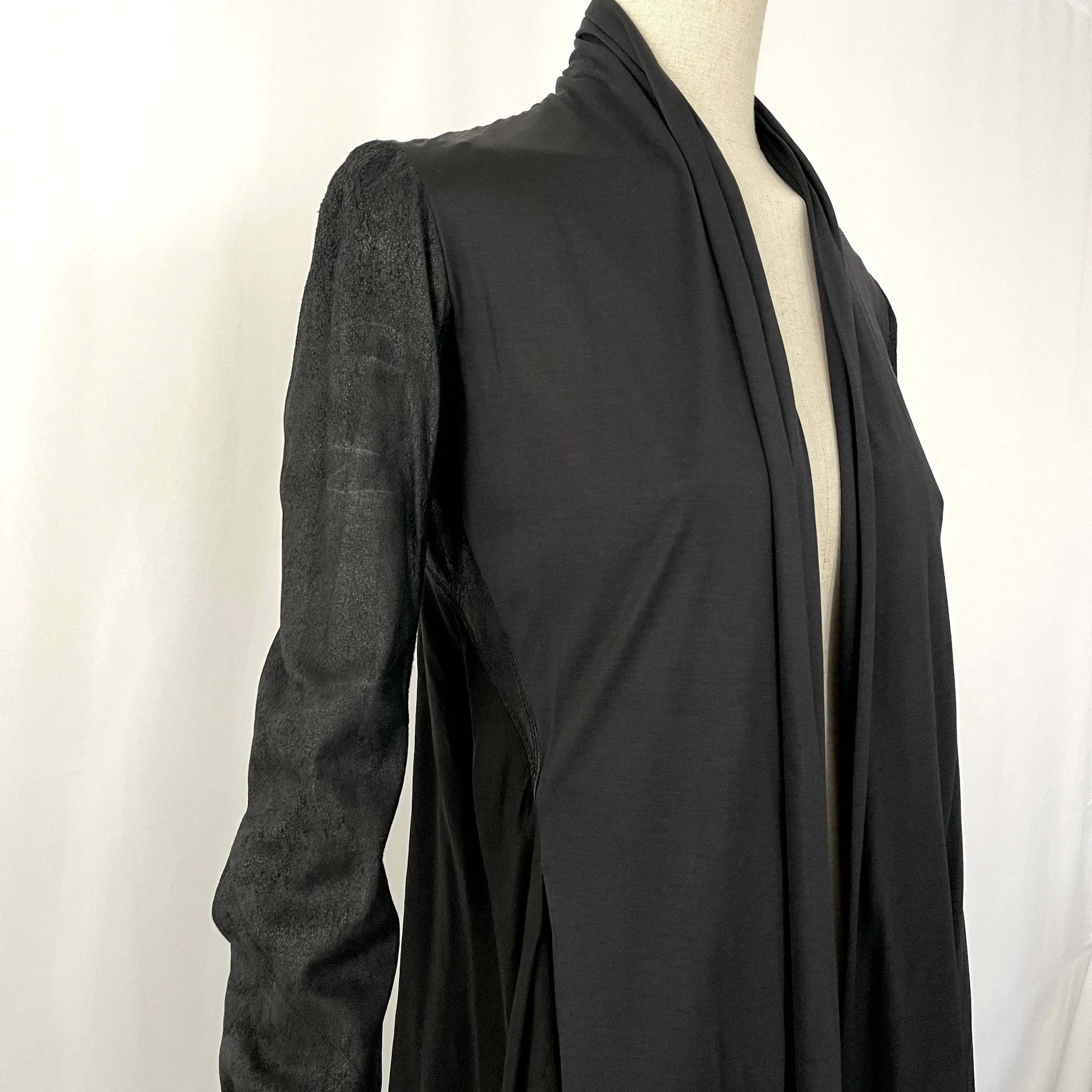 RICK OWENS Leather and Silk Cardigan