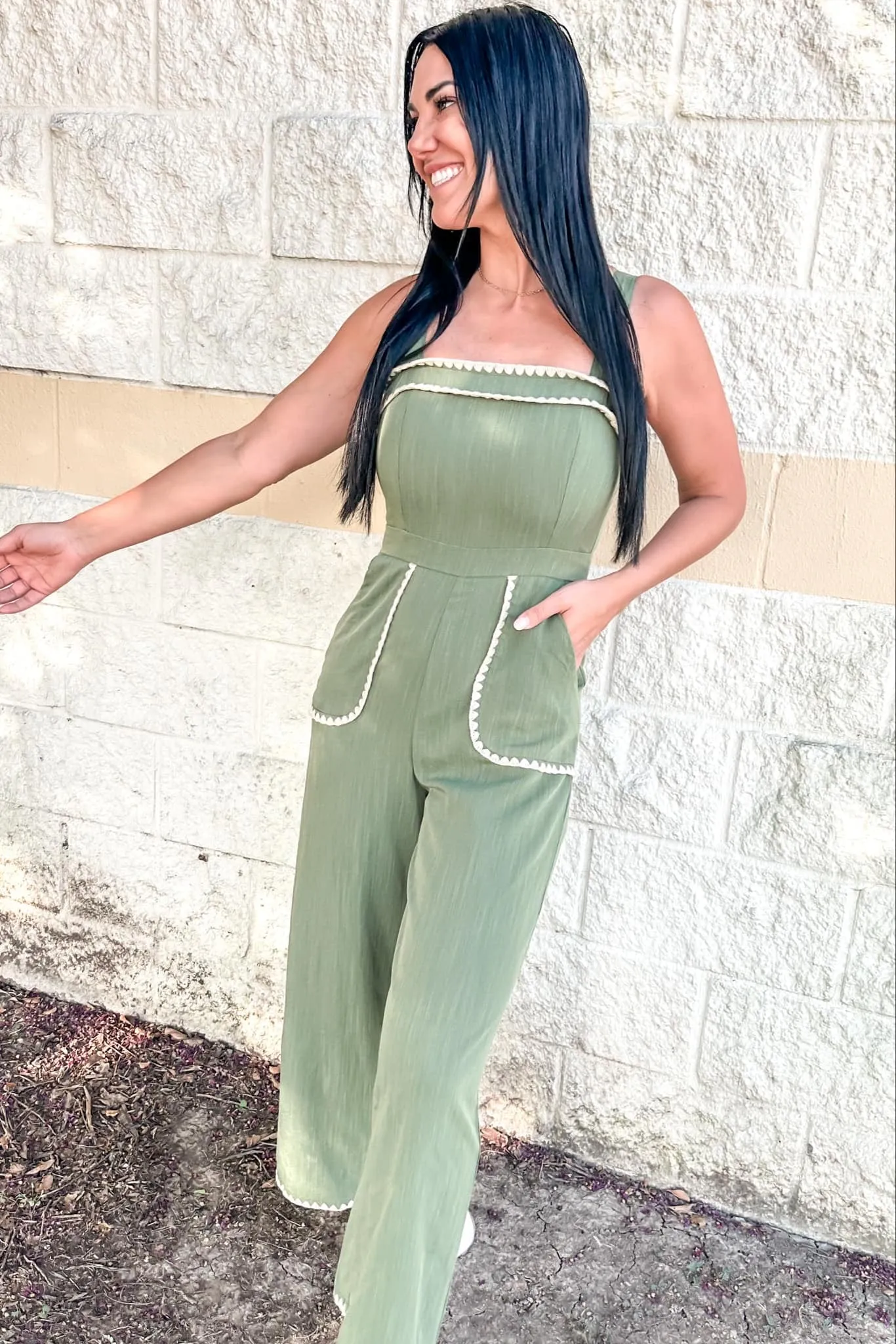 Say You Love Me Jumpsuit Olive