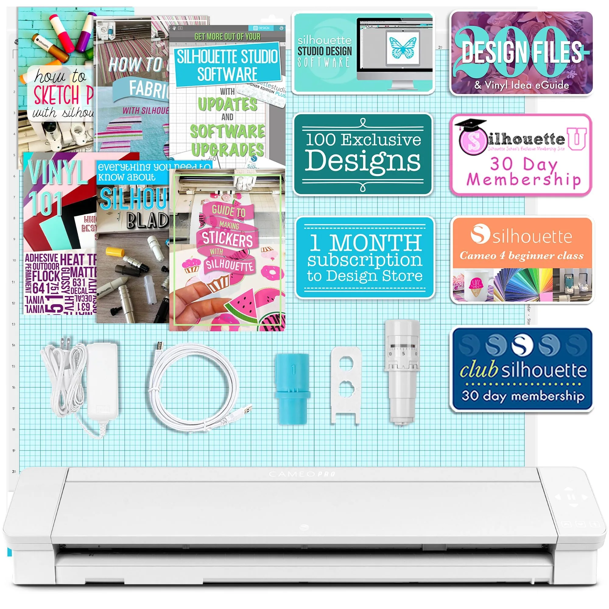 Silhouette White Cameo 4 PRO - 24" w/ Autoblade, Mat, Roll Feeder