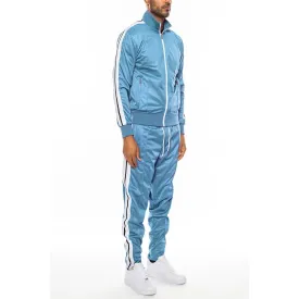 Sky Blue Striped Tape Track Suit