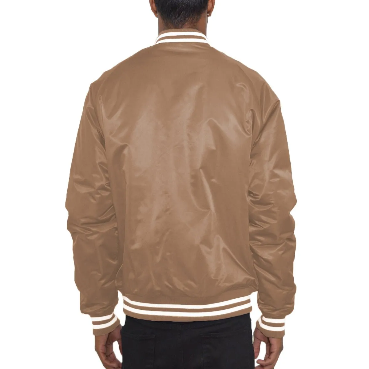 Taupe Classic Varsity Bomber Jacket