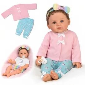 The Ashton-Drake Galleries One of A Kind Katherine Lifelike So Truly Real® Baby Girl Doll Weighted with Soft RealTouch® Vinyl Skin and Extra Coordinating Cardigan and Pants by Ping Lau 18"-Inches