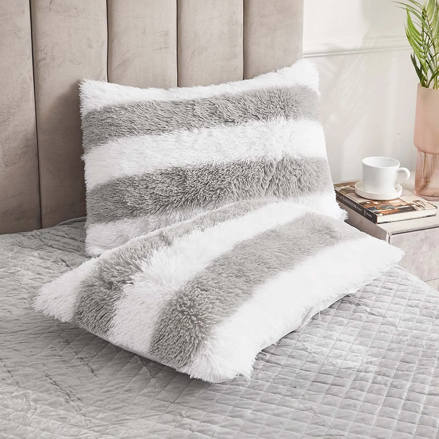 The Softy Gray Stripe Bed Set