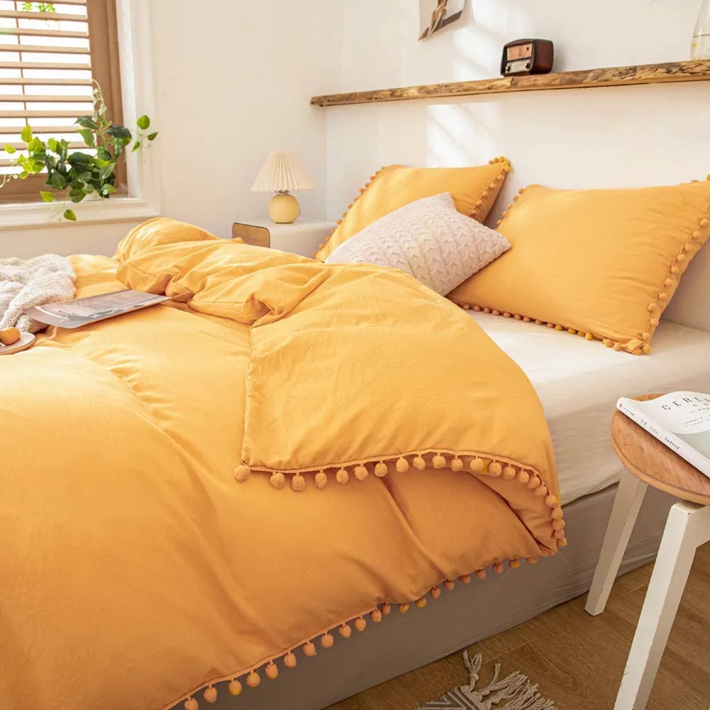 The Softy Pom Pom Yellow Bed Set