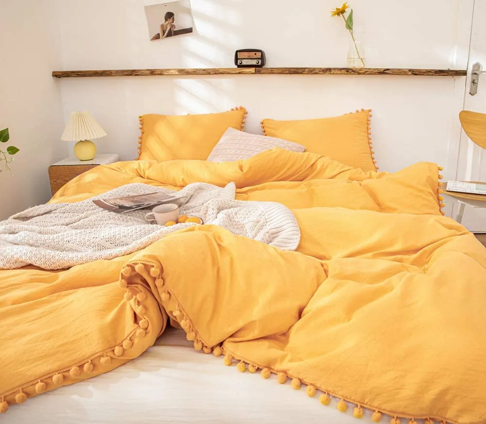 The Softy Pom Pom Yellow Bed Set