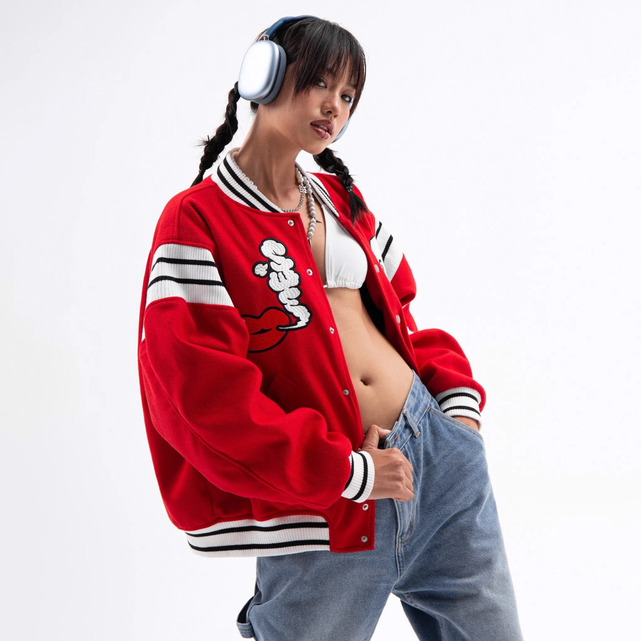 TIGER VARSITY JACKET - RED