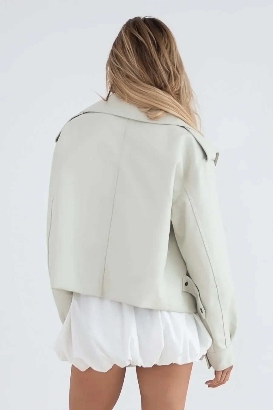 Vegan Leather Jacket - Off White