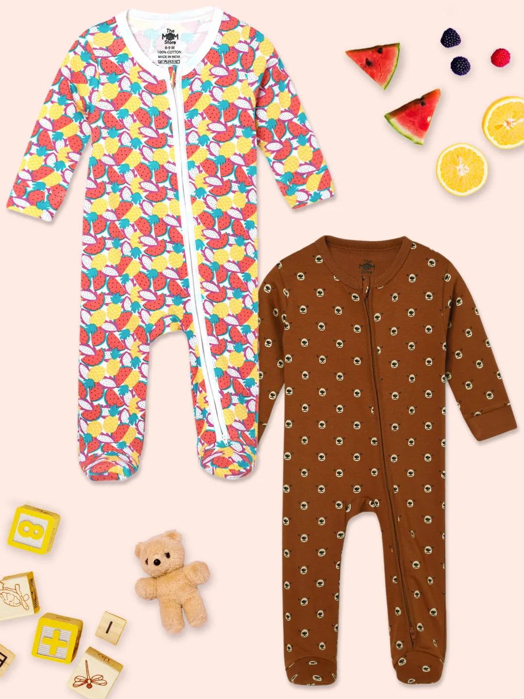 Zipper Romper Combo of 2: Fruitilicious-Beary Best